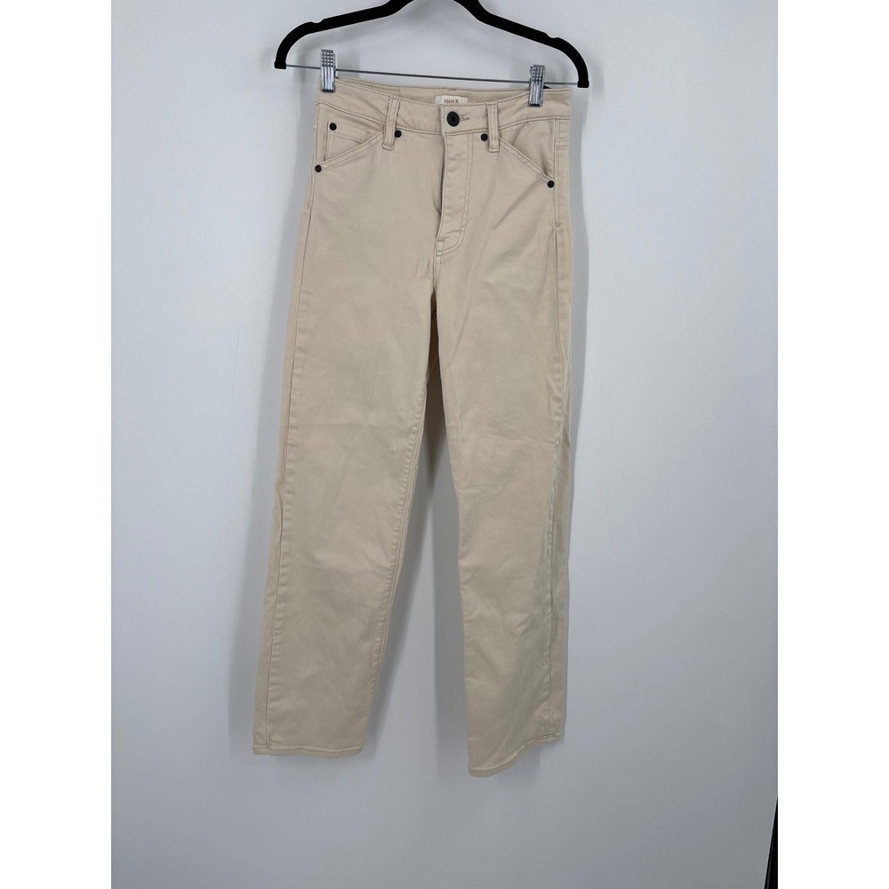 Roark Open Roads Open Minds Womens 26 Beige Straight Leg High Rise Twill Pants